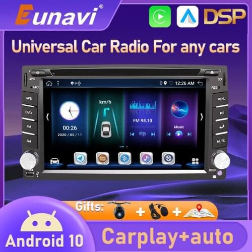 Eunavi 8Core DSP Android 10 Car Radio Multimedia Audio Player Universal Stereo Video Headunit WIFI RDS Navigation GPS 2 Din DVD
