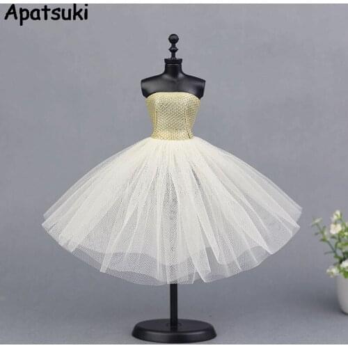 Beige Ballet Dress For Barbie Doll Clothes One Piece Evening Dresses Vestido Clothes For Barbie Dolls 1/6 Doll Accessories