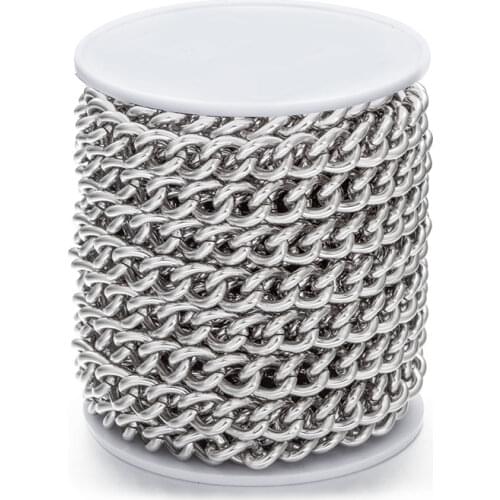 1 Meter Stainless Steel Curb Link Chain Necklaces Silver Pendant components For DIY Jewelry Making Crafts Men Women Supplies