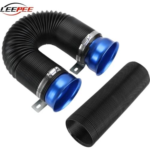 LEEPEE Flexible Pipe Auto Engine Air Intake Hose Tube Inlet Ducting 76MM Diameter Connector Braket Car Accessories Universal
