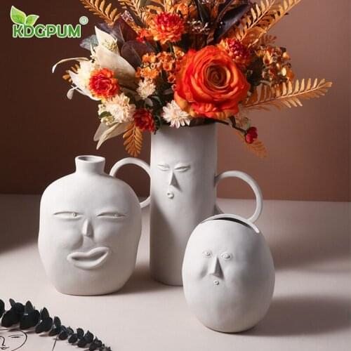 Modern Handmade Ceramic Vase Simple Abstract Art Biscuit Living Room Dried Flower Flower Nordic INS Home Decoration Ornaments