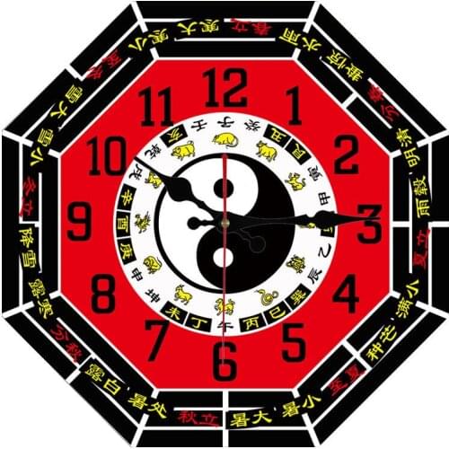 Chinese Tai Chi Eight Diagrams Wall Clocks Living Room Silent Clock Feng Shui Town House Kaiyun Decoration Needle Traditional