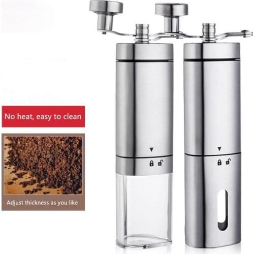 Coffee Grinder Upgraded Home Hand Coffee Machine with Triangular Portable Handle Stainless Steel Hand Beans Grinder