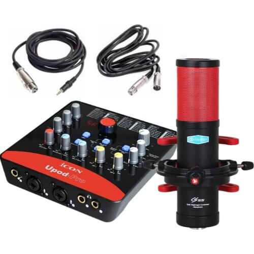 Alctron CS55 Large Diaphragm Condenser Microphone & iCON Upod Pro Sound Card Kit For Studio Recording And Stage Performance
