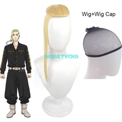 Tokyo Revengers Costumes Ryuguuji Ken Cosplay Wig Light Golden Braids Hair Draken Headgear Wigs+Wig Cap