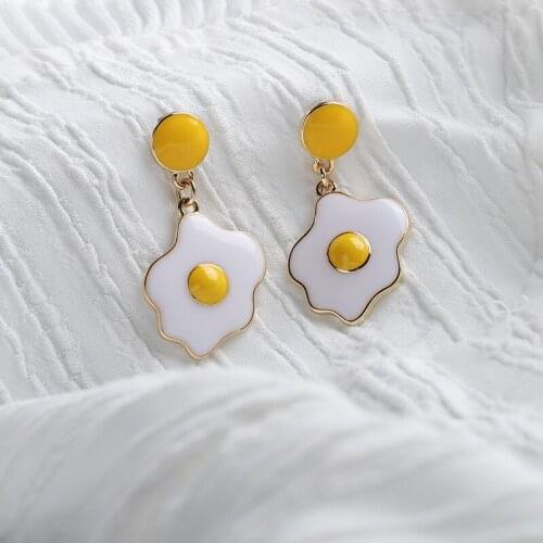 Creative Personality Earrings Korea Poached Egg Drop Earrings Geometric Female Delicate Temperament Jewelry Girls Brincos