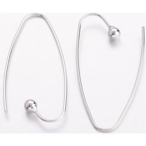 500pcs 39x15mm Brass Earring Hooks Clasps Earring Wire, Nickel Free,Golden and Platinum Color F80