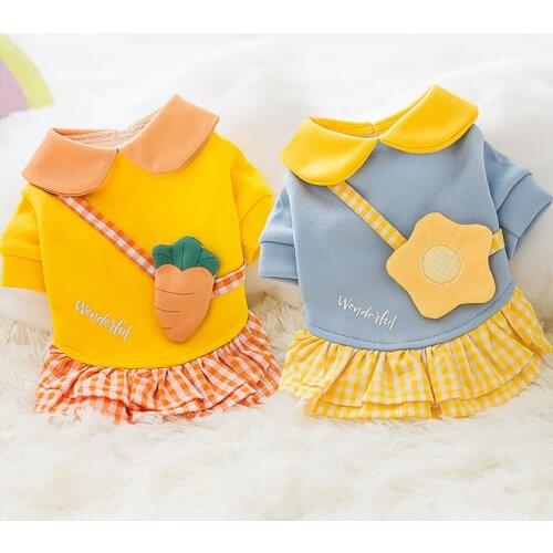 Sweet Cat Dog Dress Pet Clothes Girl Princess Dress Party Clothing Cute Sweatshirts with Bag Dog Wedding Dress Yorkshire Clothes