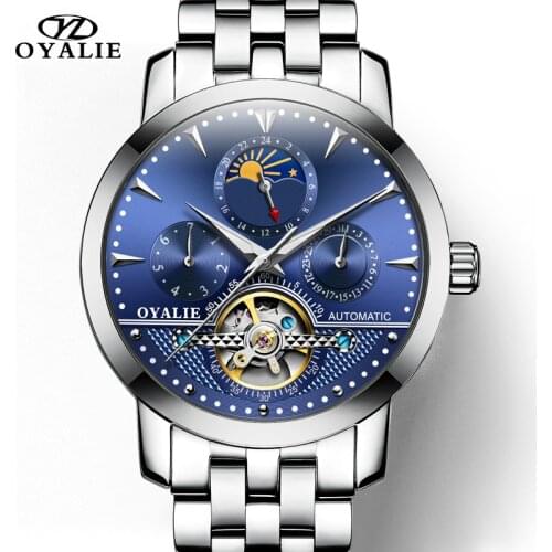 Men Watch Top Brand Luxury Retro Stainless Steel Sport Waterproof Automatic Mechanical Skeleton Watches