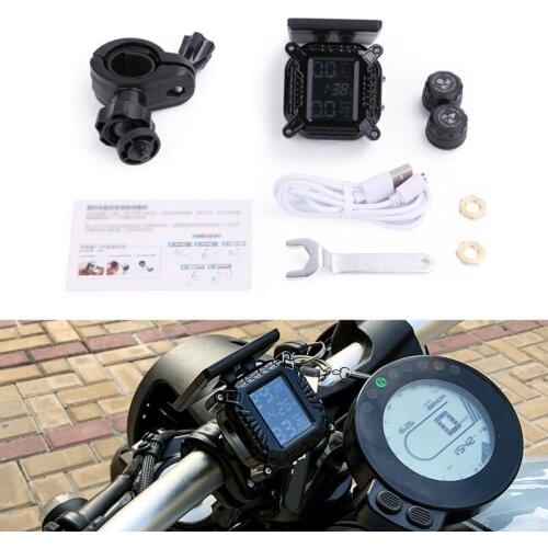 NEW-TPMS Motorcycle Moto Motor Scooter Tire Tyre Monitoring System with Solar Waterproof TMPS Real-Time Display