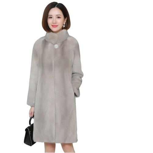 Mink parka coat female mink mink fur coat medium long plus size winter new female fashion warm fur fur coats women overcoat