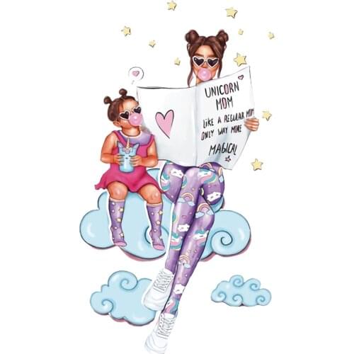 The New Diy Mother Baby Heat Transfer Patches On T-shirts, Hoodies, Fashion Mom Girl Iron On Patches, Vinyl Thermal Stickers For