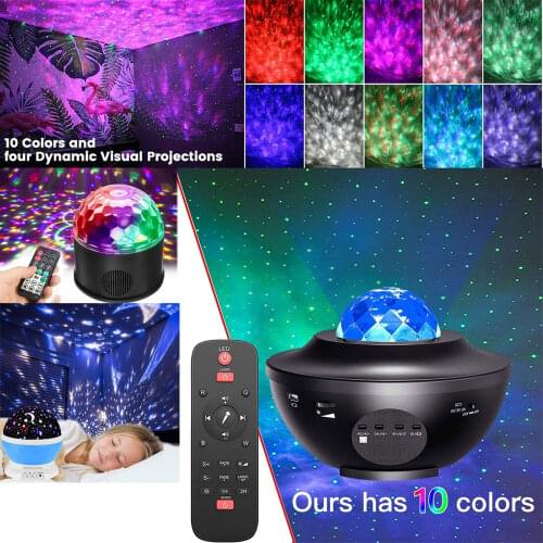 Romantic Starry Sky Projector Light Remote Control Ocean Wave LED Star Night Lights Nebula Bluetooth Music Speaker Galaxy Lamp
