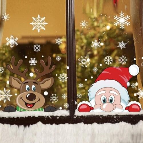 Merry Christmas Wall Stickers Fashion Santa Claus Window Room Decoration PVC Vinyl New Year Home Decor Removable