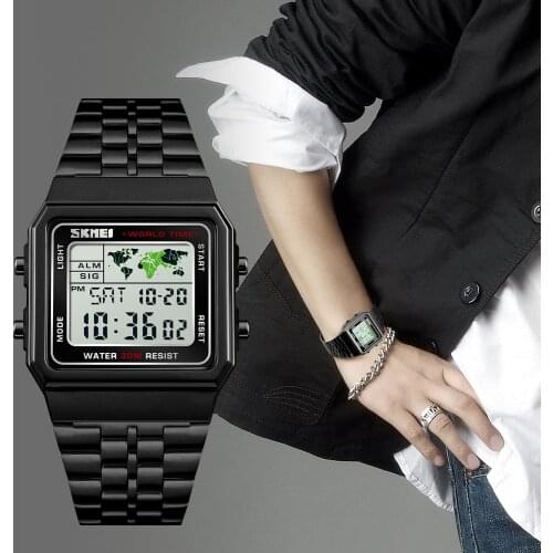 SKMEI Watches Men Waterproof Casual Watch Stainless Steel LED Digital Wristwatch Clock Relogio Masculino Erkek Kol Saati Relojes