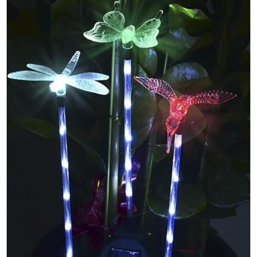 Solar Lamp Garden Solar Light Dragonfly/Butterfly/Bird Colorful Light Outdoor Lighting Lawn Lamp Waterproof Solar Lights