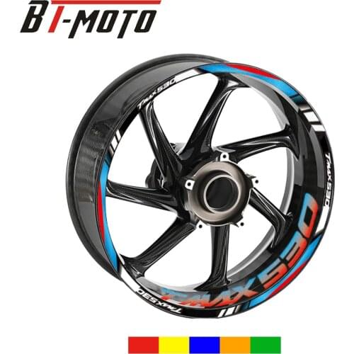 Customizable Motorcycle Wheel Tire Stickers Reflective Rim Tape Decals Front Rear Suit For YAMAHA TMAX530 TMAX 530 T MAX
