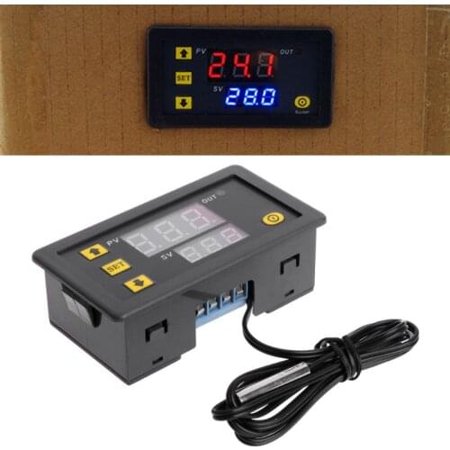 Temperature Controller Relay Dual Digital LED Display Heating/Cooling Regulator Thermostat Switch