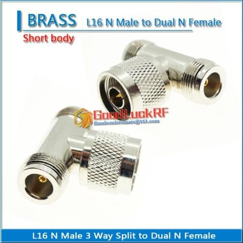 N 3 Way Coax Splitter Adapter Socket T-Type N Male Jack To 2 Dual N Female Plug Nickel Plated Brass RF Coaxial Adapters