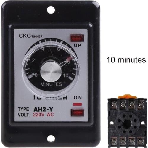 AC 220V AH2-Y Power On Delay Timer High Accuracy Time Relay Device 1/3/5/10/30/60 Seconds 3/6/10/30/60 Minutes