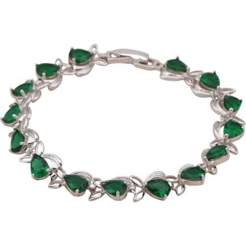 In style white Gold tone Water drop design green Crystal beautiful bracelets for women Health Fashion jewelry TB430A