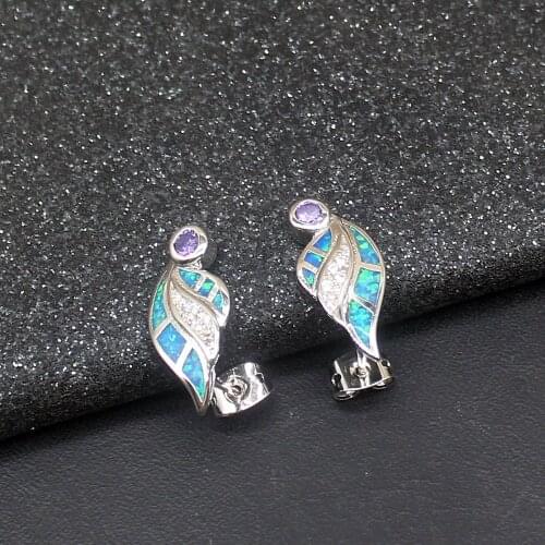 Hermosa Special Design Blue Opal Amethyst Genuine 925 Silver Stud Earrings Hot Sale Jewelry Gifts for Women Girls 20214224