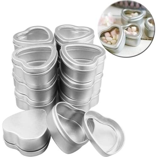 Tinplate tin box with clear window heart shaped Empty Metal Tin Container Scented candle jewelry Packaging Cans boxes Empty Box