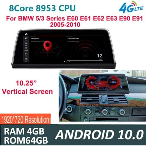 10.25“ Vertical Screen Stand Up Android10.0 4G+64G Car Radio Dvd GPS Multimedia for BMW 3 / 5 Series E60 E61 E63 E64 E90 E91 E92