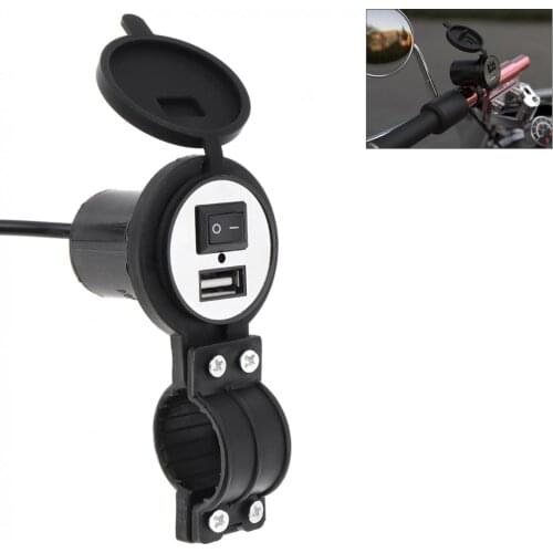 12V Universal USB Motorcycle Socket Plug Waterproof Switch Phone Charger Adapter