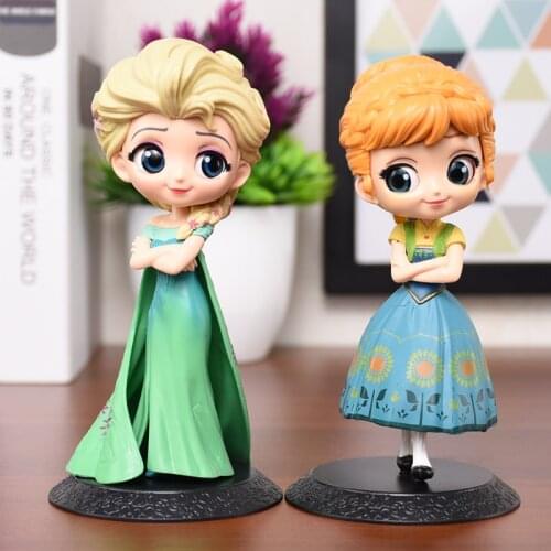15cm 2pcs/set Disney Frozen PVC Toy Anna And Elsa Princess Model Doll Figurine Collection Room Diy Cake Decoration