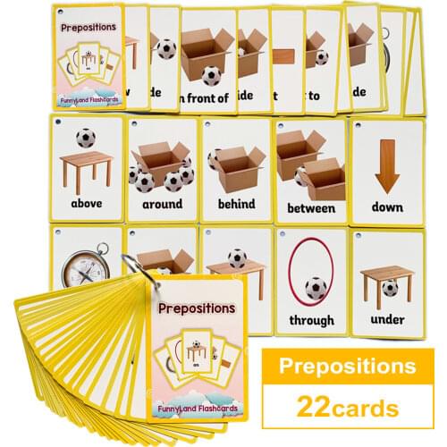 24Pcs/Set Prepositions Buliding Gestures Instrument Children English Learning Word Card Pocket Flash Montessori Educational Toys