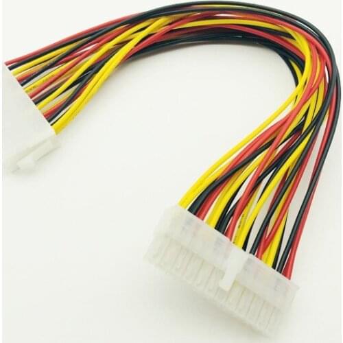 5PCS 30cm 24Pin Power Supply Cable 20+4Pin Motherboard Adapter Extension Cables Cord Extended Line 18AWG for PC Computer Desktop