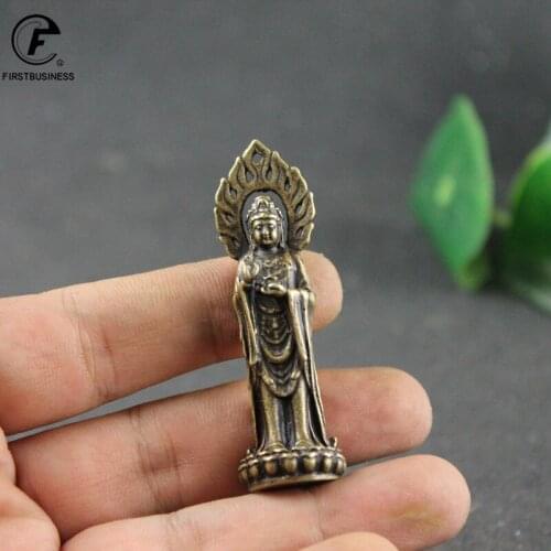 Antique Copper Buddha Statue Home Decor Accessories for Living Room Small Ornaments Retro Brass Office Desk Miniature Figurines