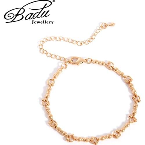 Badu Stainless Steel Beaded Anklets For Women Trend Beach Foot Jewelry Link Chain Ankle Bracelets Women Summer Accessories Gift