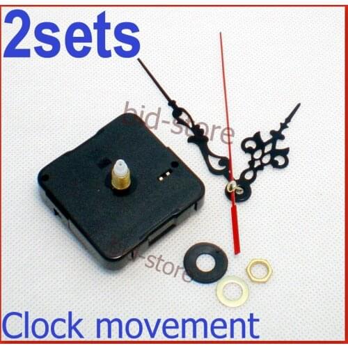 Free shipping 2pcs/lot Quartz Clock Movement Kit Spindle Mechanism shaft 12mm with hands