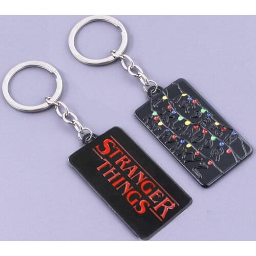 SG Stranger Things Letter Logo Keychain Black Light Alphabet Wall Demogorgon Eleven Waffles Dustin Men Keyring Jewelry Film Gift
