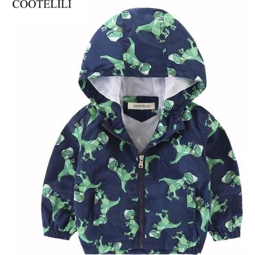 COOTELILI 80-130cm Kawaii Dinosaur Baby girls Clothes Fall Hoooded Kids Boys Jacket Breathable Children Outerwear & Coats