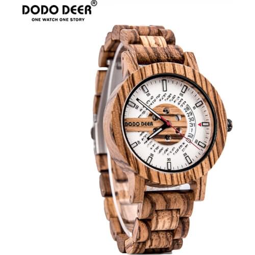 DODO DEER Wooden Watch Mens Calendar Handmade Relogio Masculino Japanese Quartz Creative Wristwatch Man Gift часы мужские