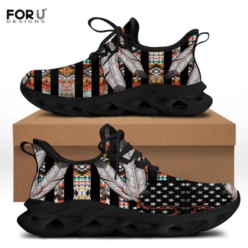 FORUDESIGNS Breathable Fashion Sneakers Flats Women Light Shoes Indian Tribe Design Ladies Rubber Mesh Shoes Zapatos Mujer