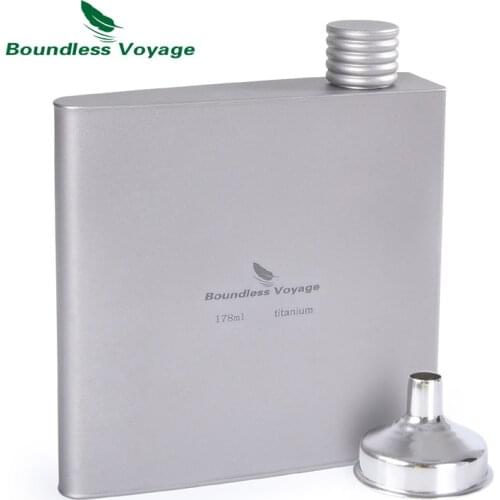 Boundless Voyage Outdoor Titanium Hip Flask Camping Hiking Wine Alcohol Pot Drink Whiskey Flagon 6oz/178ml