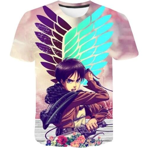 Shingeki No Kyojin Anime Clothes Manga Attack On Titan T Shirt Camisetas For Men Tops Ropa Hombre Tee Camisa Masculina Verano