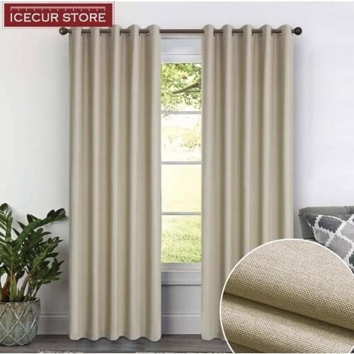 ICECUR 3 Layers Linen Blackout Curtains for Bedroom Living Room High Shading Modern Curtains Window Blinds Drapes Custom Size