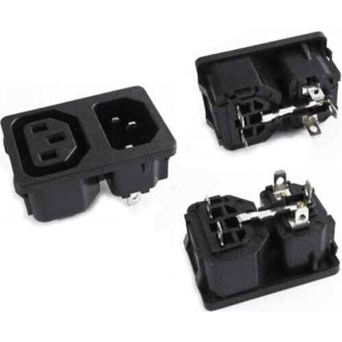 IEC320 C14 Inlet C13 Outlet Combination Two Way Socket Electrical Socket Industrial Plug Power Rocker Socket Connector