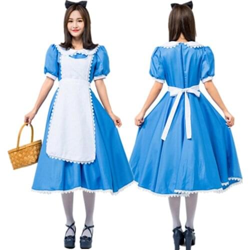 Alice In Wonderland Party Cosplay Costume Anime Sissy Lolita Uniform Maid Apron Dress Halloween Costumes For Women