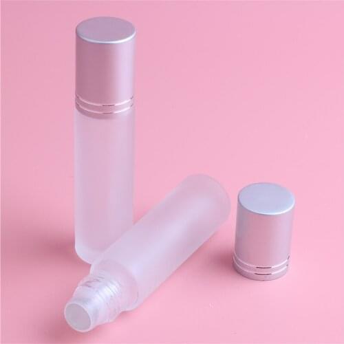 10Ml Mini Round Style Roll On Bottle Mini glass Container With Aluminum Cap , glass Roller Eye Cream Bottle For Personal Care