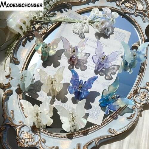 Fashion Acrylic Butterfly Hair Claw For Women Girl Hair Accessories Scrub Black Hair Claw Clips Crab For Hair Simple Hair Clamps