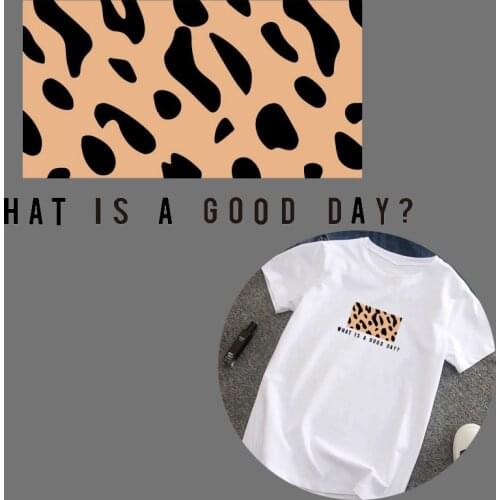 Fashion Patches Leopard Letter Print Iron on Patches for Clothing Heat Transfer Stickers for Clothes Decoration Diy Parches Ropa