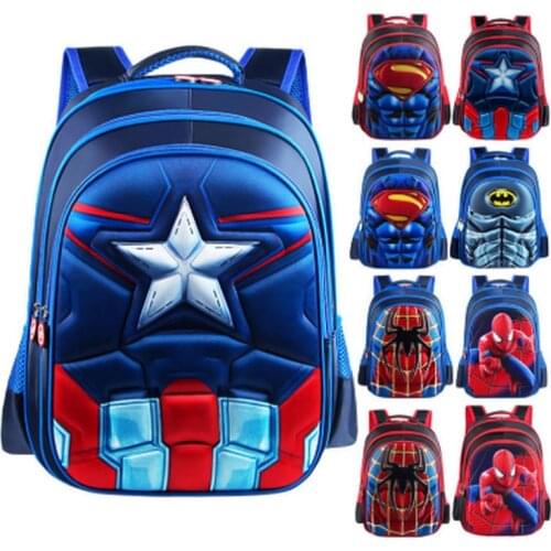 Fashion Batman Captain America Boy Girl Children Kindergarten Teenager School bags Kids Student Backpacks Bookbag
