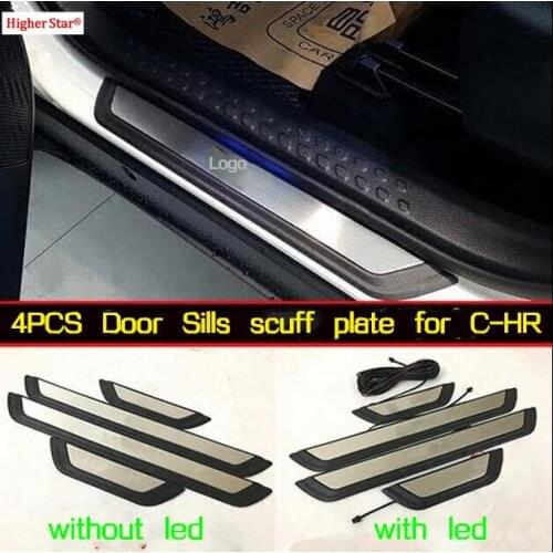 Higher star stainless steel 4pcs car door sills scuff footplate,protection pedal guard plate for Toyota CHR C-HR 2017-2020