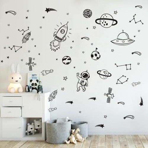 Sticker for Baby Room Astronomy Tool Outer Space Astronomy Nursery Bedroom Wall Decal LX326